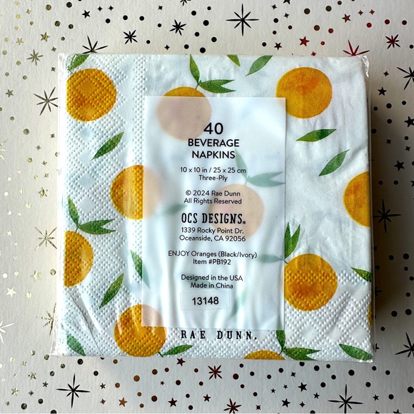 Rae Dunn Cocktail Napkins with Enjoy & citrus motif - Picture 2 of 2